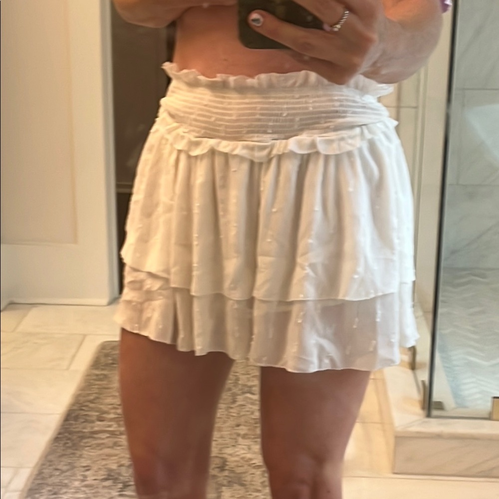 Blue Life White Ruffled Skater Skirt